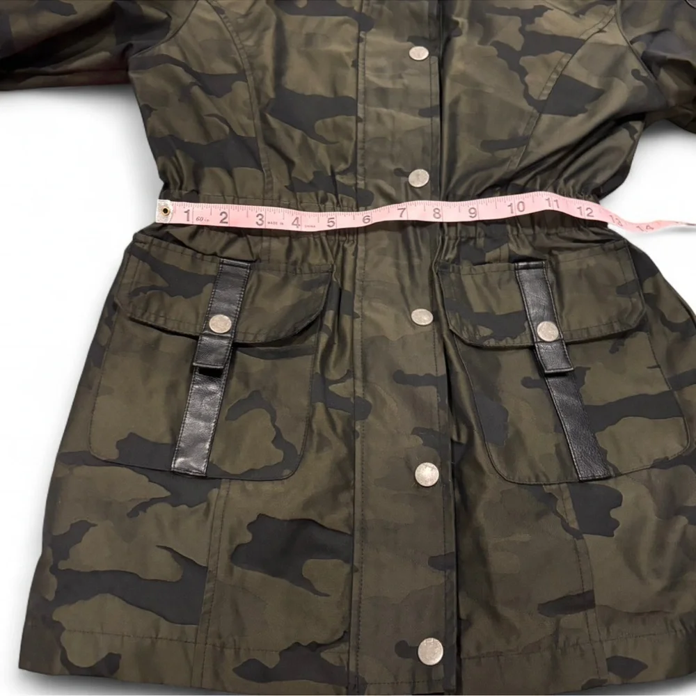 HABITUAL Girls Camo Hooded Utility Jacket Olive Green Size 10